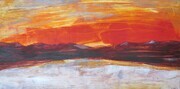 'Red Skies' oil/cold wax on board 12" x 24"x 1 5/8 "